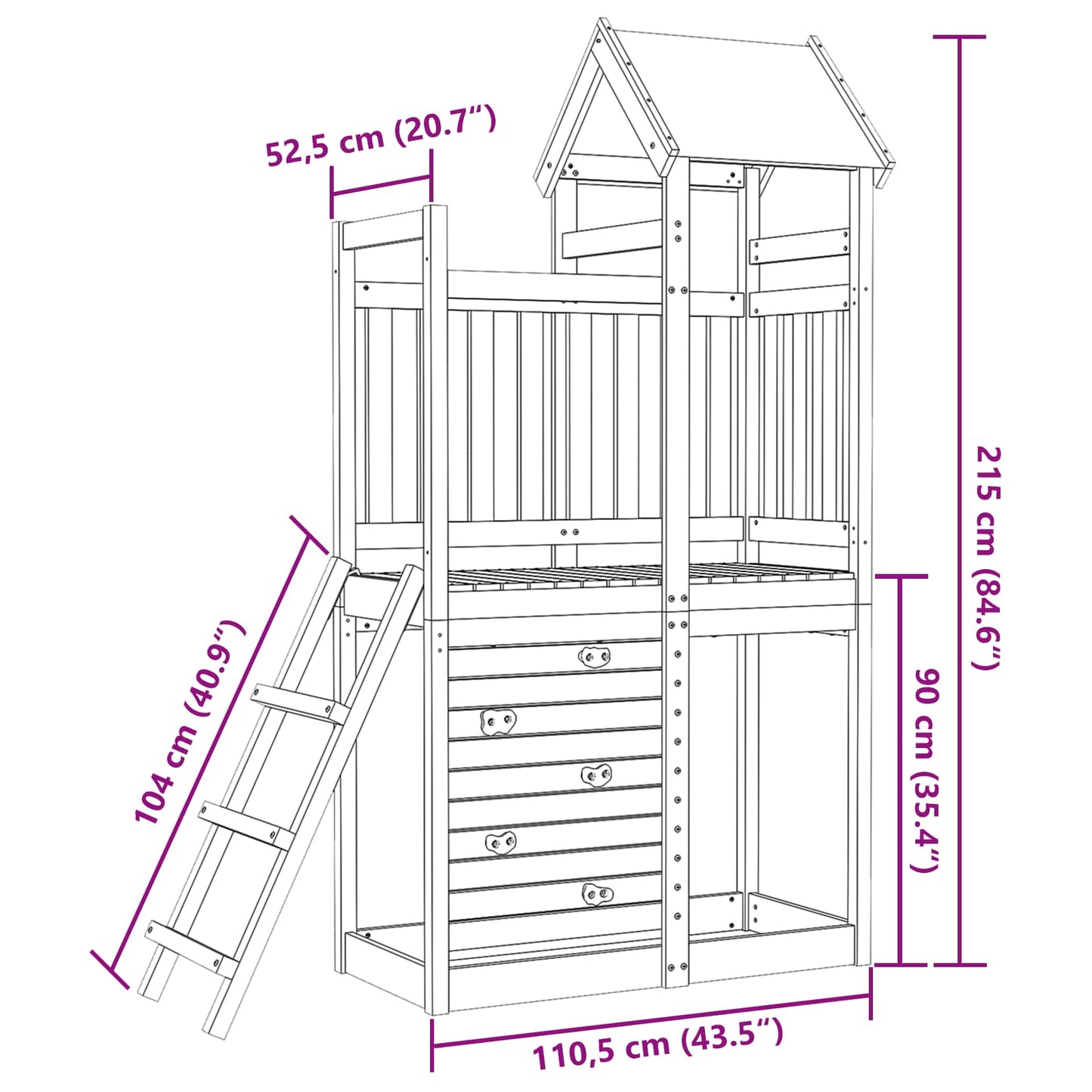 Torre da Gioco Marrone Legno Impregnato Solido | homemem39
