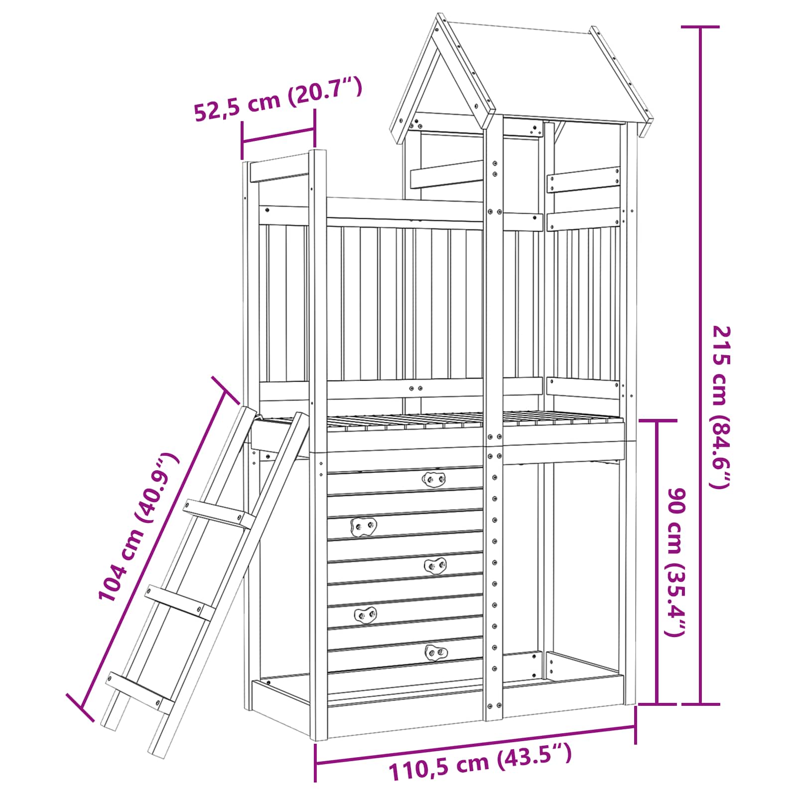 Torre da Gioco Marrone Legno Impregnato Solido | homemem39