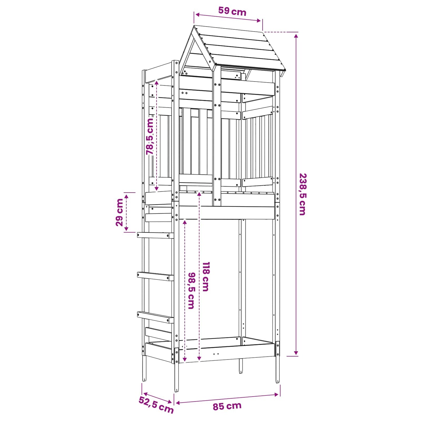 Torre da Gioco Marrone Legno Impregnato Solido | homemem39