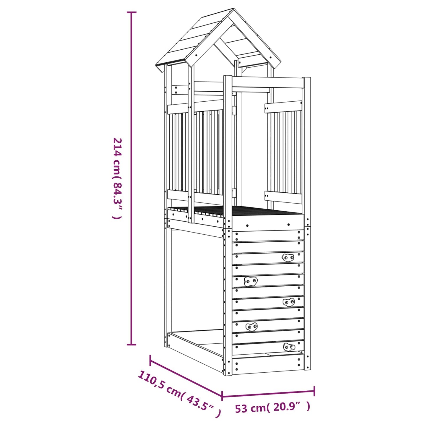Torre da Gioco Marrone 53 x 110,5 x 214 cm Pino massello | homemem39