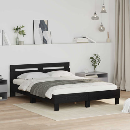 Struttura del letto Rovere Nero 160 x 200 cm Legno multistrato | homemem39