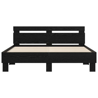 Struttura del letto Rovere Nero 160 x 200 cm Legno multistrato | homemem39