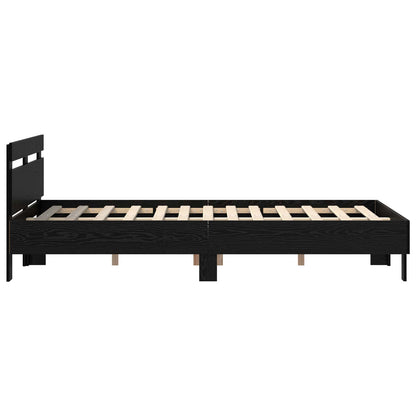 Struttura del letto Rovere Nero 160 x 200 cm Legno multistrato | homemem39