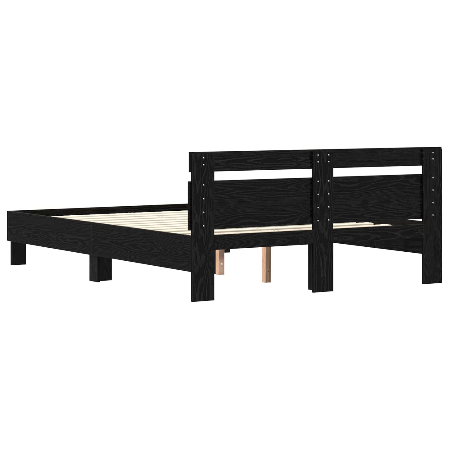 Struttura del letto Rovere Nero 140 x 200 cm Legno multistrato | homemem39