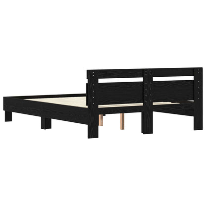 Struttura del letto Rovere Nero 140 x 200 cm Legno multistrato | homemem39