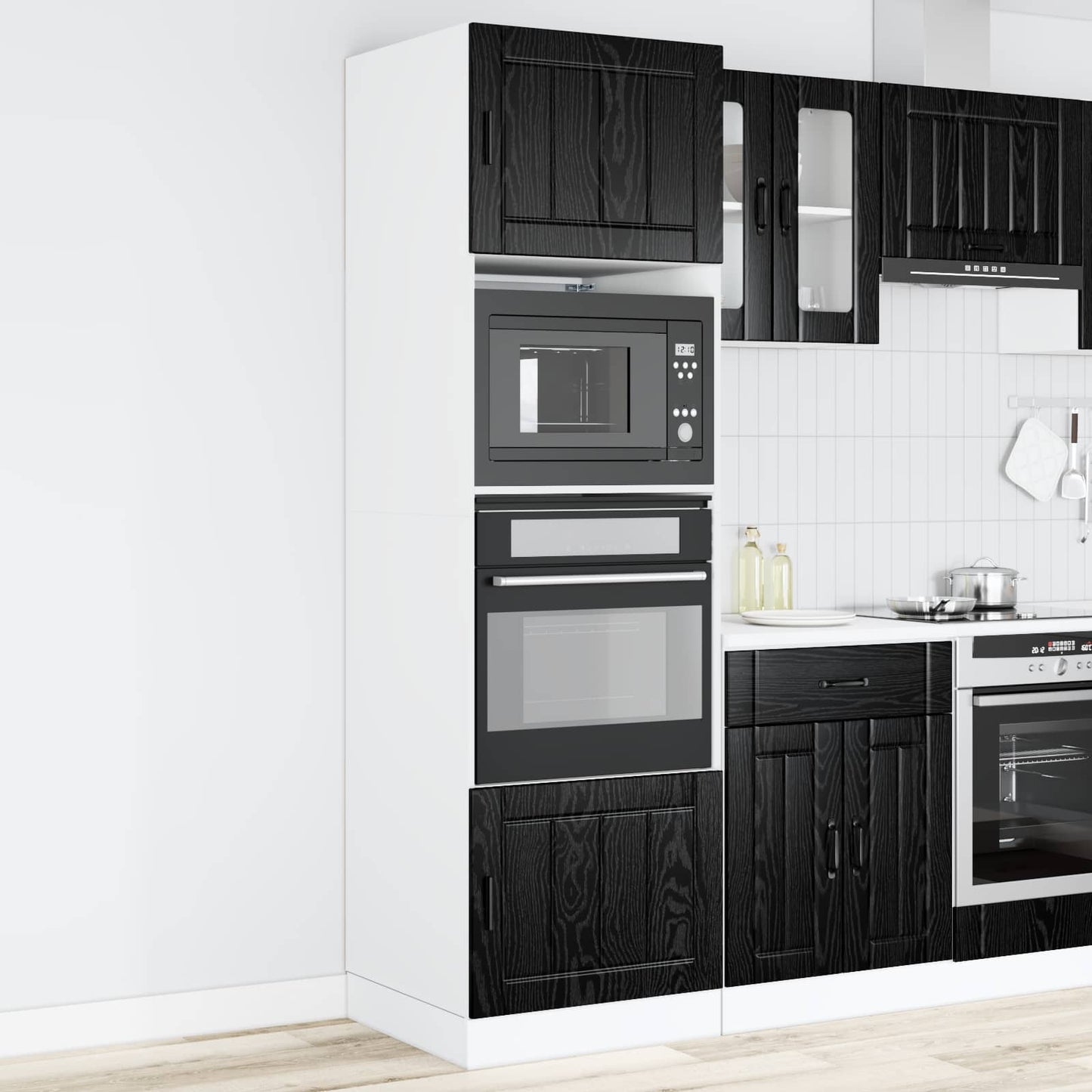 Armadio per forno PORTO Rovere Nero 60 x 57 x 207 cm