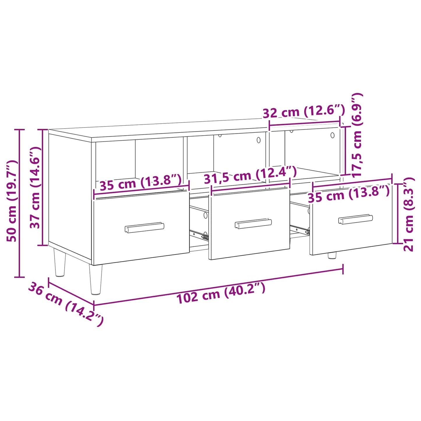 Mobile TV Legno vecchio 102 x 36 x 50 cm Legno multistrato | homemem39