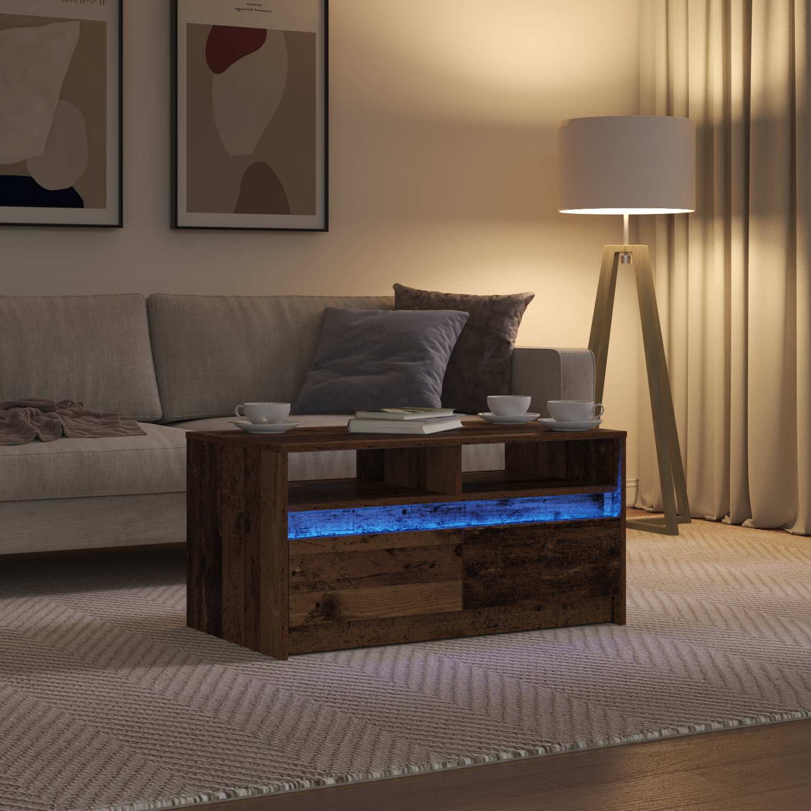 Tavolino da salotto con cassetto Legno vecchio 90 x 50 x 45 cm | homemem39