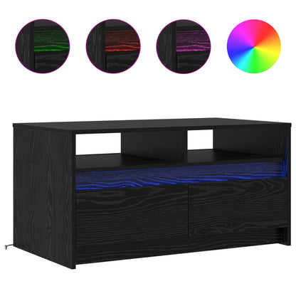 Tavolino da salotto con cassetto Rovere Nero 90 x 50 x 45 cm