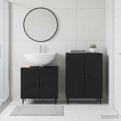 Set di Armadi da Bagno da 2 Pezzi HAARLEM Nero - homemem39