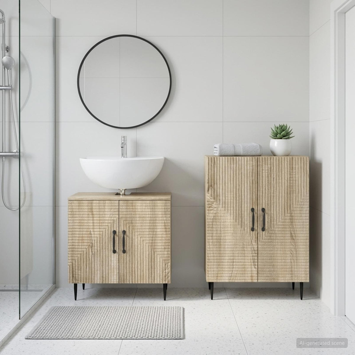 Set di Armadi da Bagno da 2 Pezzi HAARLEM Rovere Sonoma - homemem39
