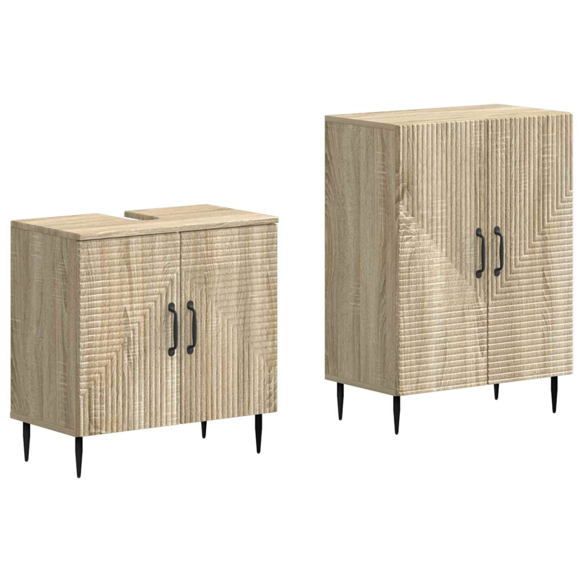 Set di Armadi da Bagno da 2 Pezzi HAARLEM Rovere Sonoma - homemem39