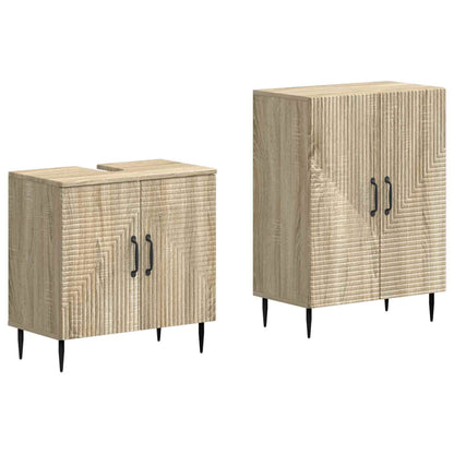 Set di Armadi da Bagno da 2 Pezzi HAARLEM Rovere Sonoma - homemem39