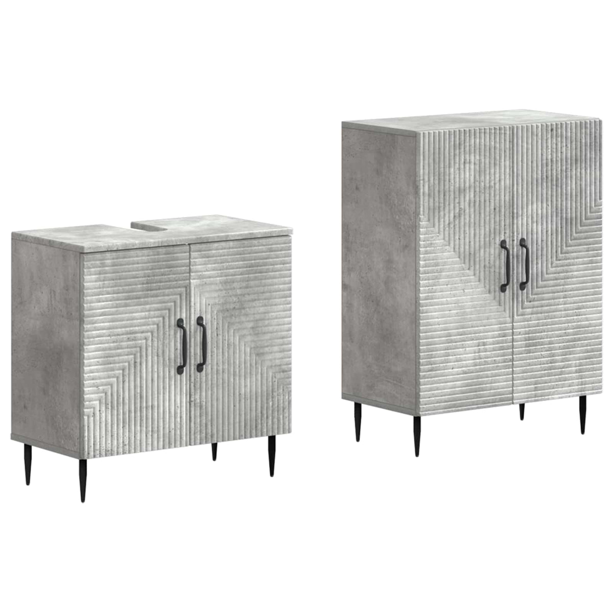 Set di Armadi da Bagno da 2 Pezzi HAARLEM Grigio Cemento - homemem39
