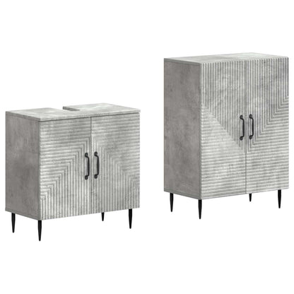 Set di Armadi da Bagno da 2 Pezzi HAARLEM Grigio Cemento - homemem39