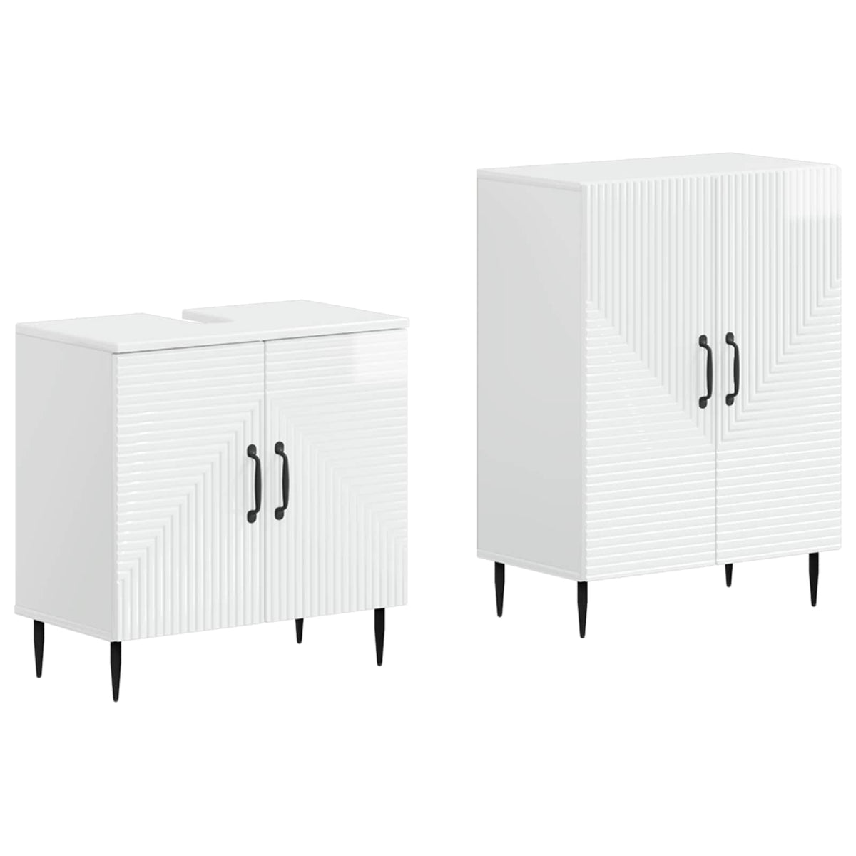 Set di Armadi da Bagno da 2 Pezzi HAARLEM Bianco Lucido - homemem39