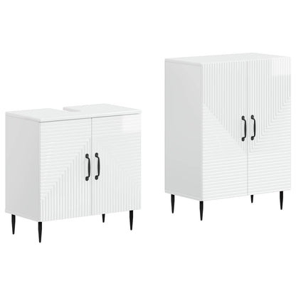 Set di Armadi da Bagno da 2 Pezzi HAARLEM Bianco Lucido - homemem39