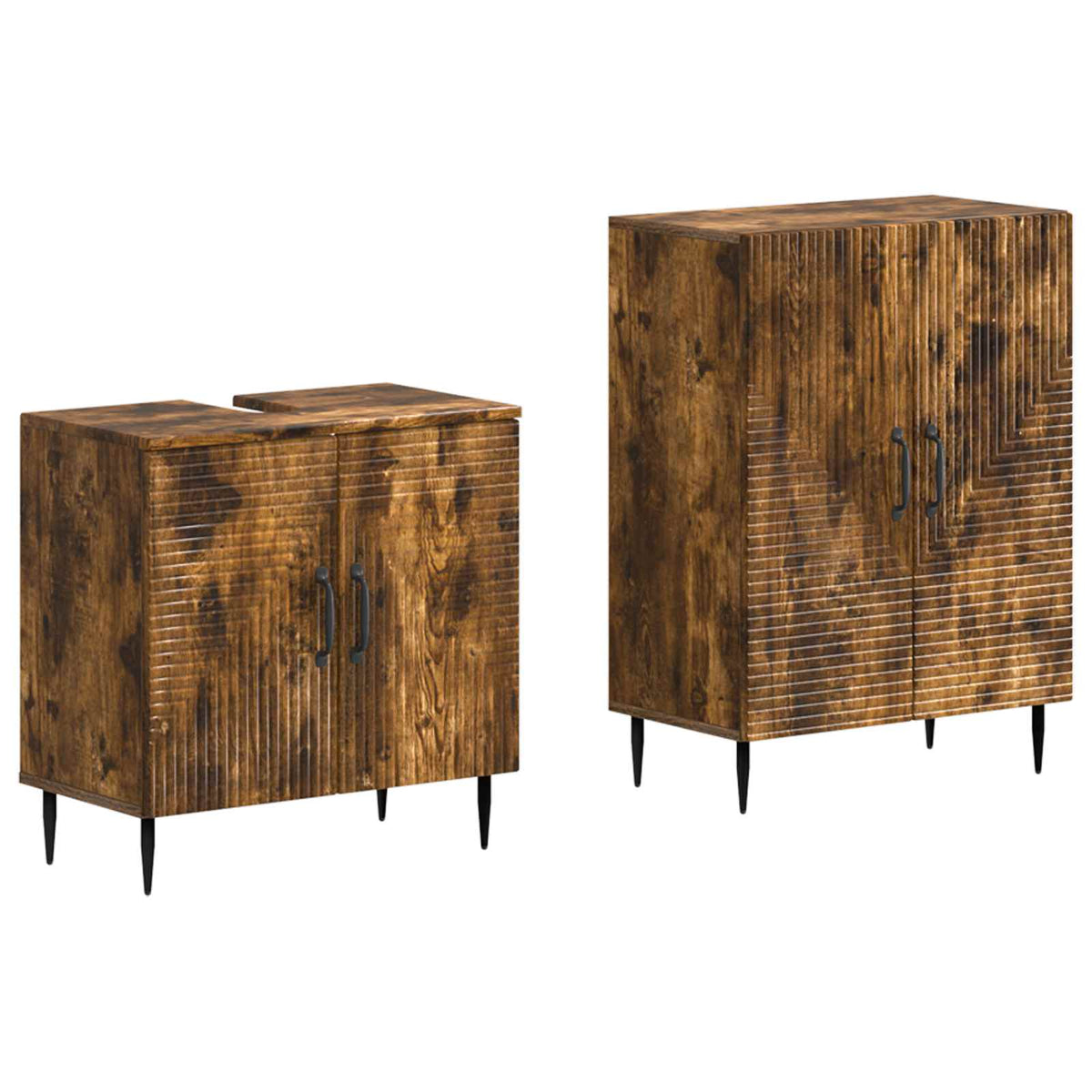 Set di Armadi da Bagno da 2 Pezzi HAARLEM Rovere Fumo - homemem39