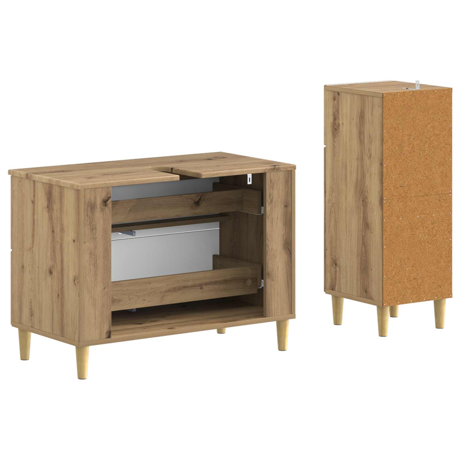 Set di Armadi da Bagno da 2 Pezzi DELFT Rovere Artigianale | homemem39
