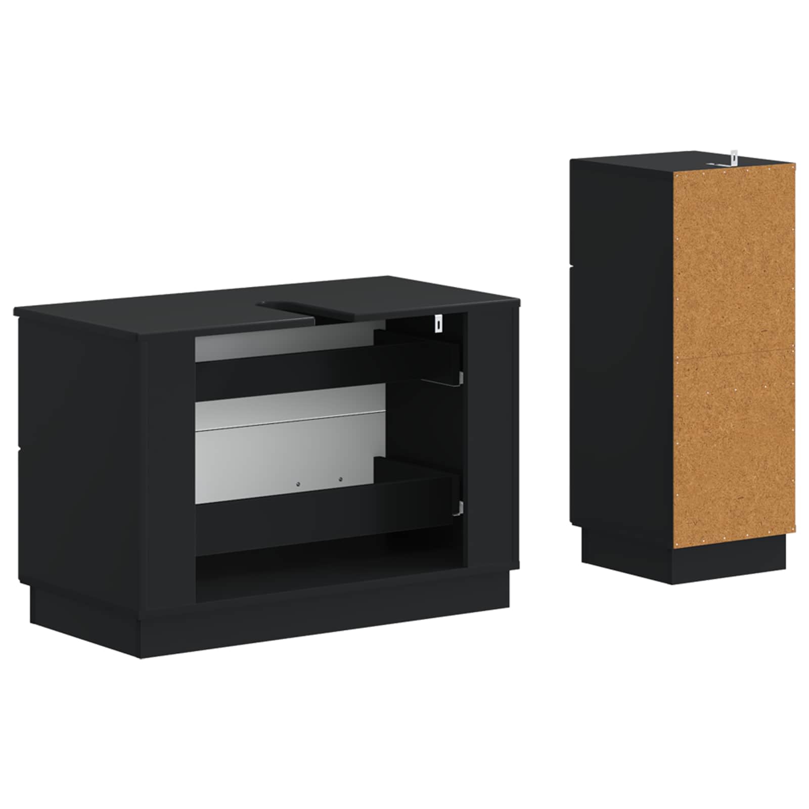 Set di Armadi da Bagno da 2 Pezzi HOORN Nero | homemem39