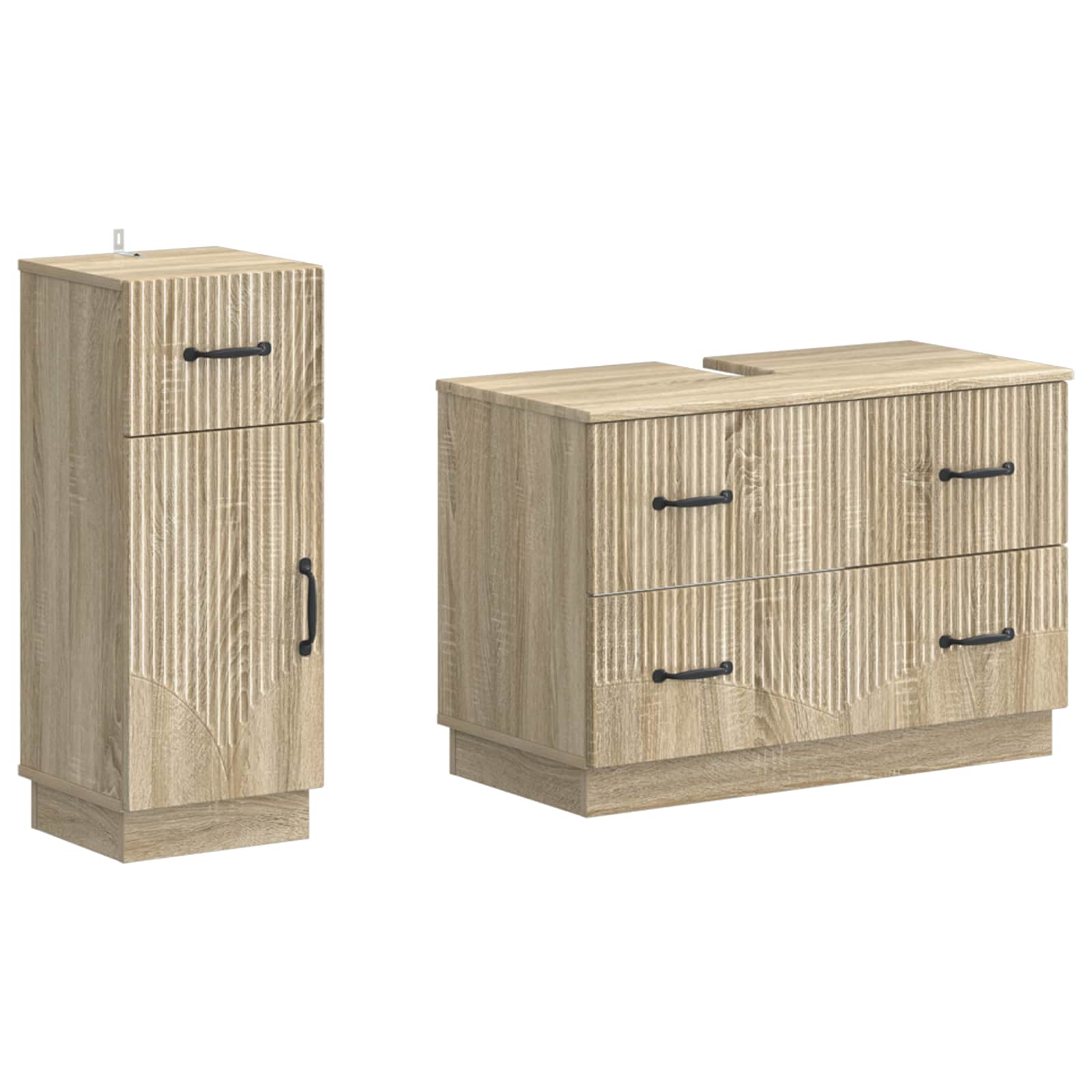 Set di Armadi da Bagno da 2 Pezzi HOORN Rovere Sonoma | homemem39