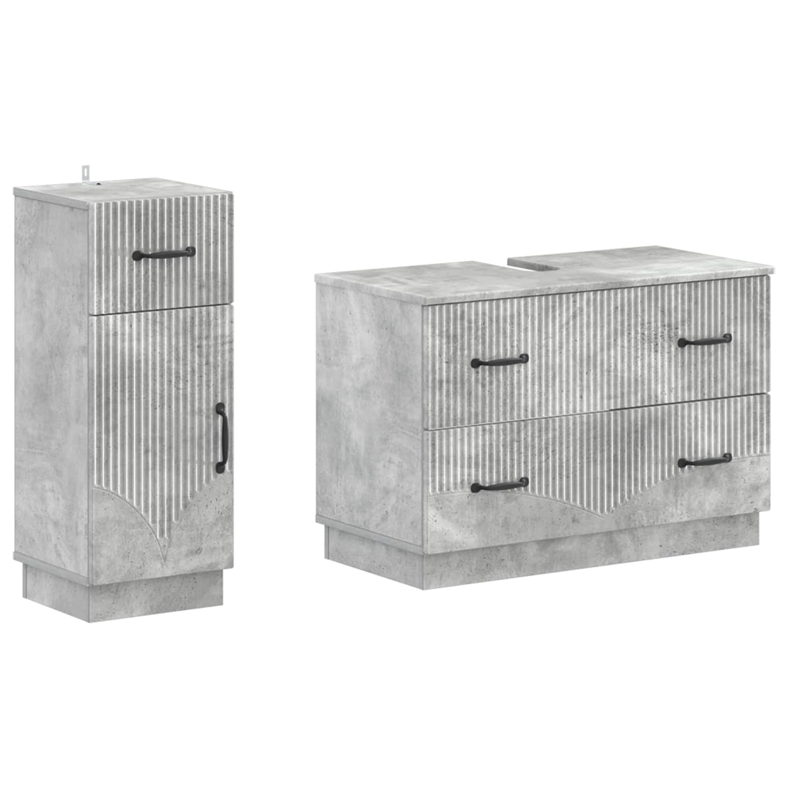Set di Armadi da Bagno da 2 Pezzi HOORN Grigio Cemento | homemem39