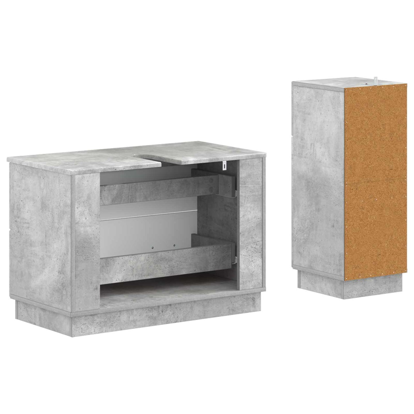 Set di Armadi da Bagno da 2 Pezzi HOORN Grigio Cemento | homemem39