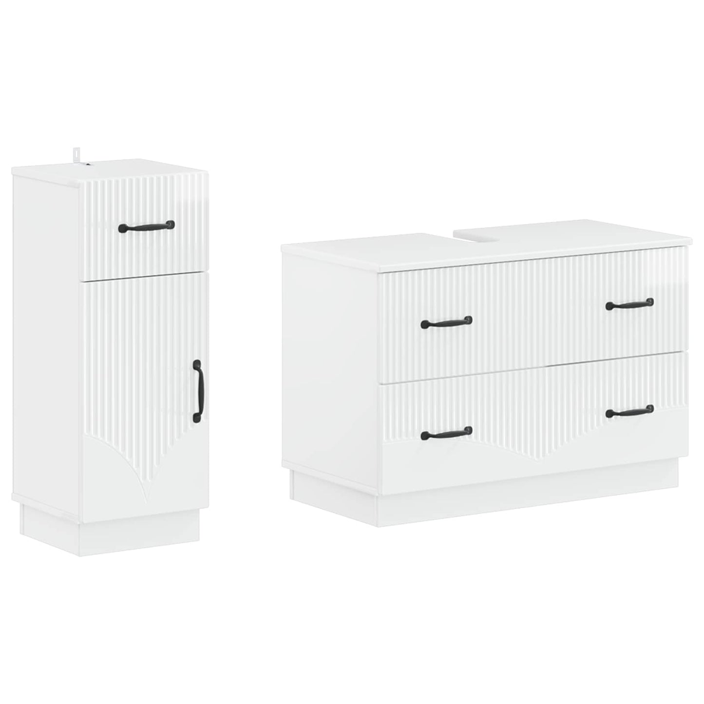 Set di Armadi da Bagno da 2 Pezzi HOORN Bianco Lucido | homemem39