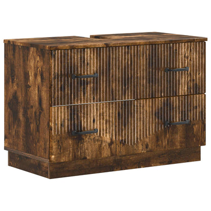 Set di Armadi da Bagno da 2 Pezzi HOORN Rovere Fumo | homemem39