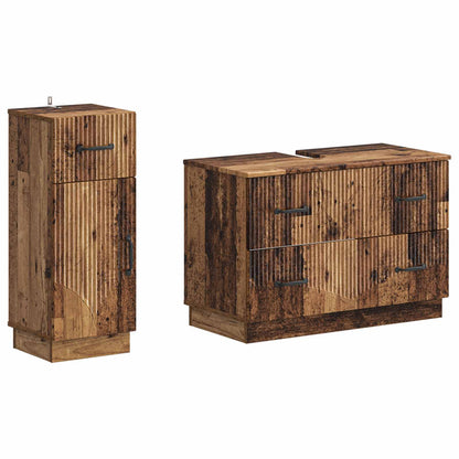 Set di Armadi da Bagno da 2 Pezzi HOORN Legno antico | homemem39