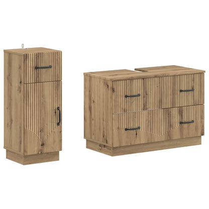 Set di Armadi da Bagno da 2 Pezzi HOORN Rovere Artigianale | homemem39