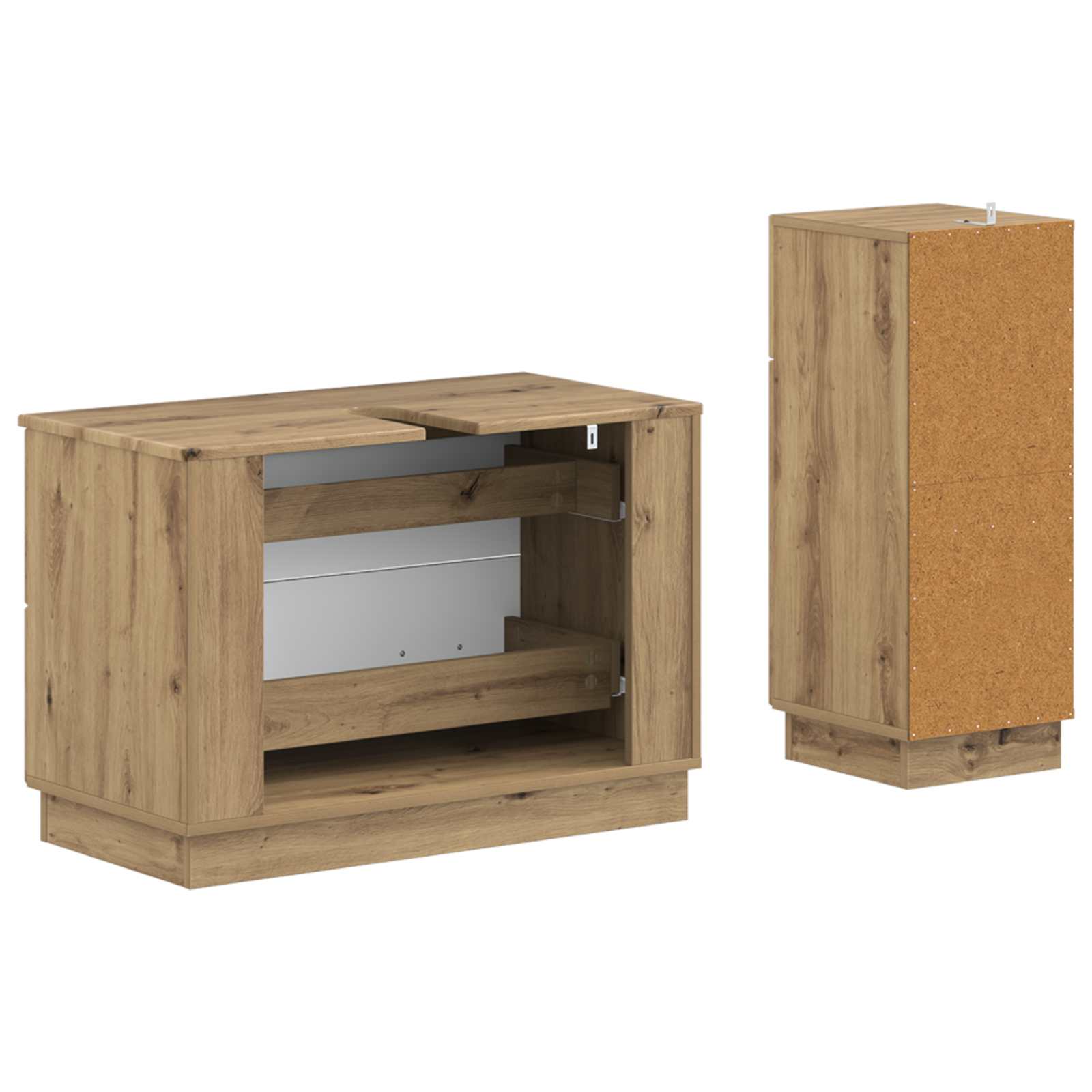 Set di Armadi da Bagno da 2 Pezzi HOORN Rovere Artigianale | homemem39