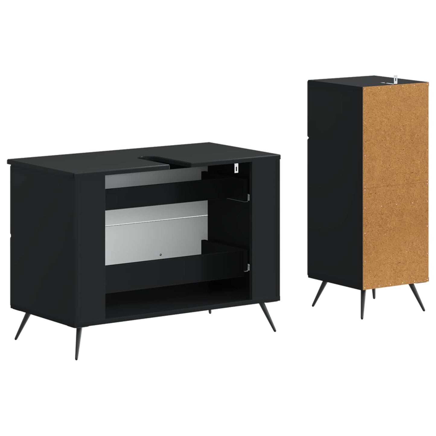 Set di Armadi da Bagno da 2 Pezzi BREDA Nero | homemem39