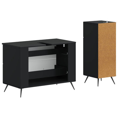 Set di Armadi da Bagno da 2 Pezzi BREDA Nero | homemem39