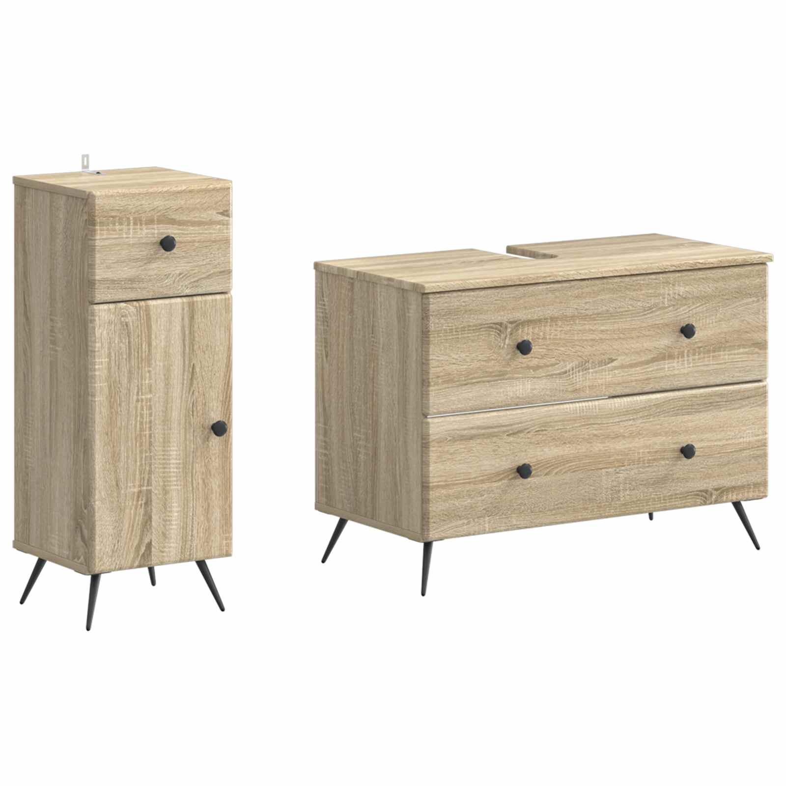 Set di Armadi da Bagno da 2 Pezzi BREDA Rovere Sonoma | homemem39