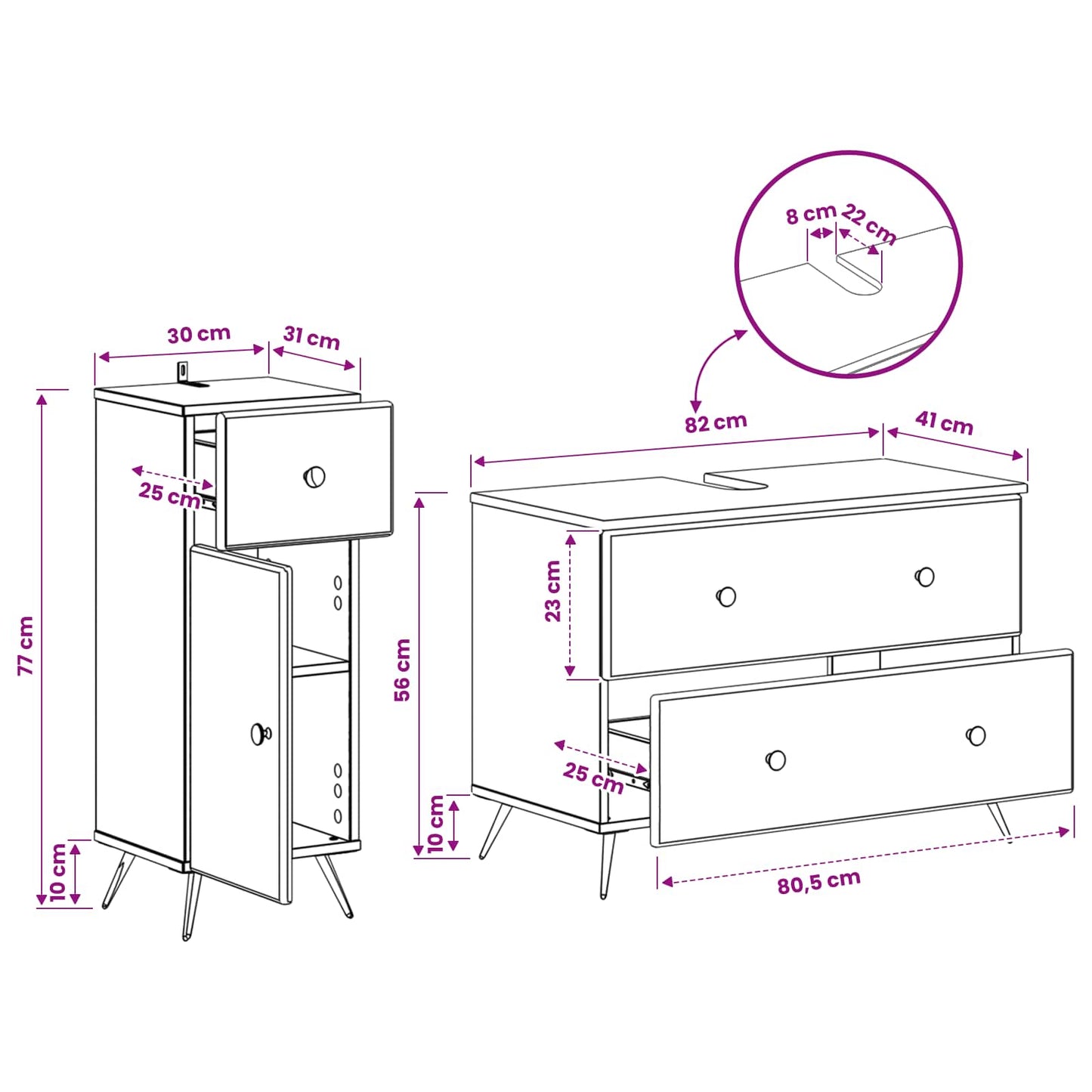 Set di Armadi da Bagno da 2 Pezzi BREDA Rovere Sonoma | homemem39