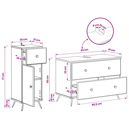 Set di Armadi da Bagno da 2 Pezzi BREDA Rovere Sonoma | homemem39