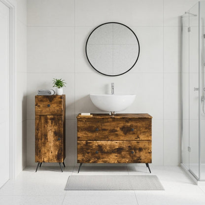 Set di Armadi da Bagno da 2 Pezzi BREDA Rovere Fumo