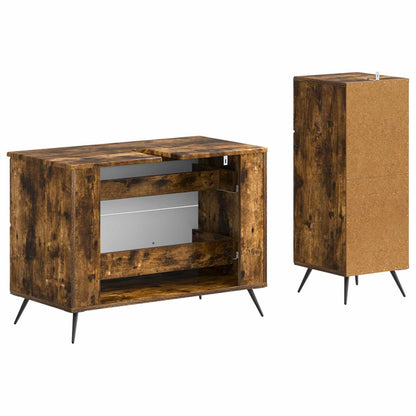Set di Armadi da Bagno da 2 Pezzi BREDA Rovere Fumo | homemem39