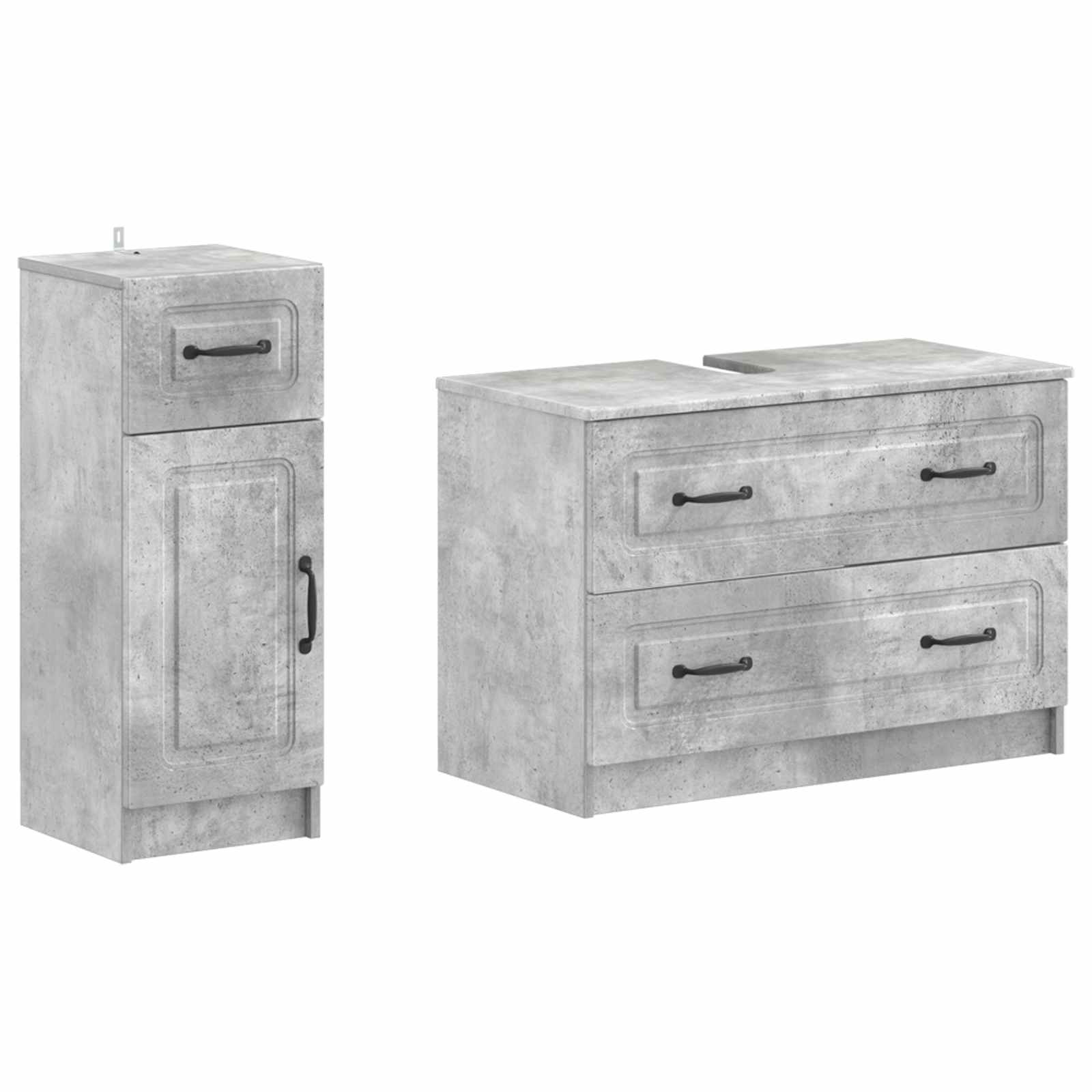 Set di Armadi da Bagno da 2 Pezzi UTRECHT Grigio Cemento | homemem39