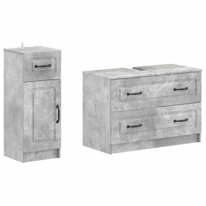 Set di Armadi da Bagno da 2 Pezzi UTRECHT Grigio Cemento | homemem39