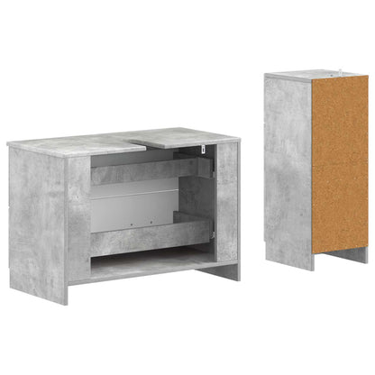 Set di Armadi da Bagno da 2 Pezzi UTRECHT Grigio Cemento | homemem39