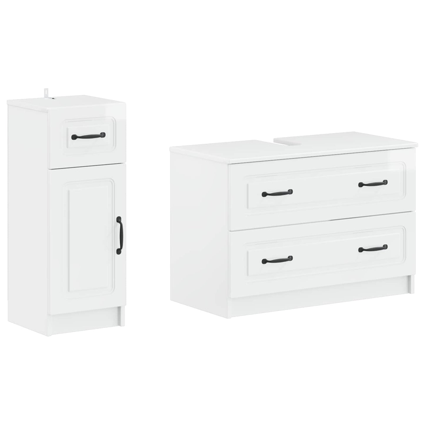 Set di Armadi da Bagno da 2 Pezzi UTRECHT Bianco Lucido | homemem39