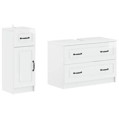 Set di Armadi da Bagno da 2 Pezzi UTRECHT Bianco Lucido