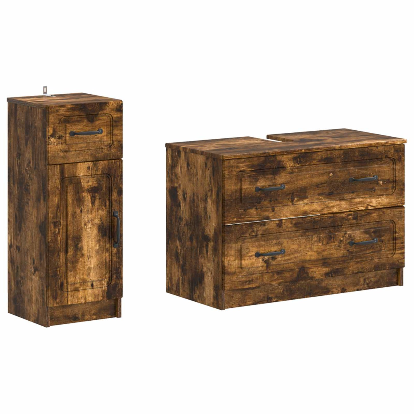 Set di Armadi da Bagno da 2 Pezzi UTRECHT Rovere Fumo | homemem39