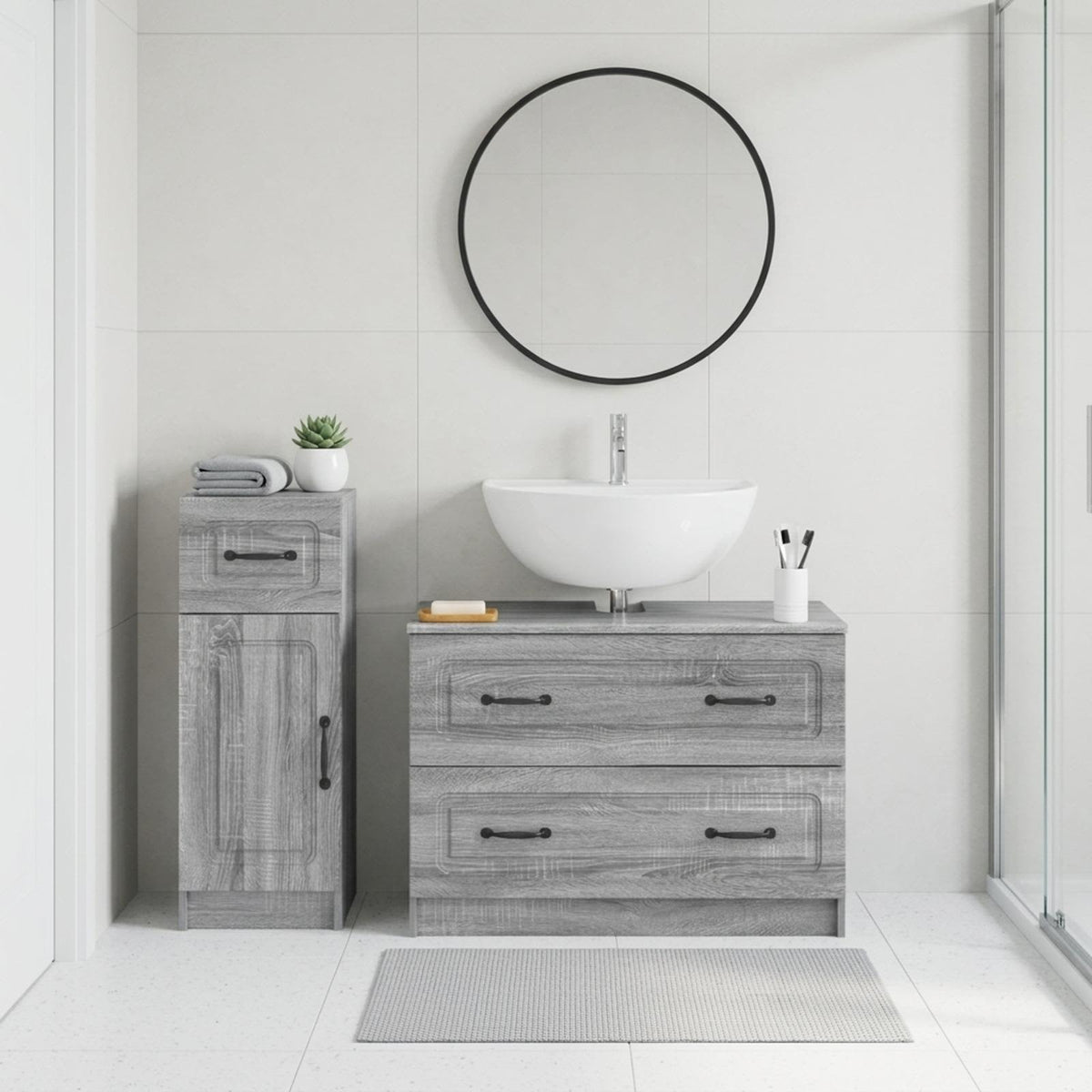 Set di Armadi da Bagno da 2 Pezzi UTRECHT Sonoma grigio
