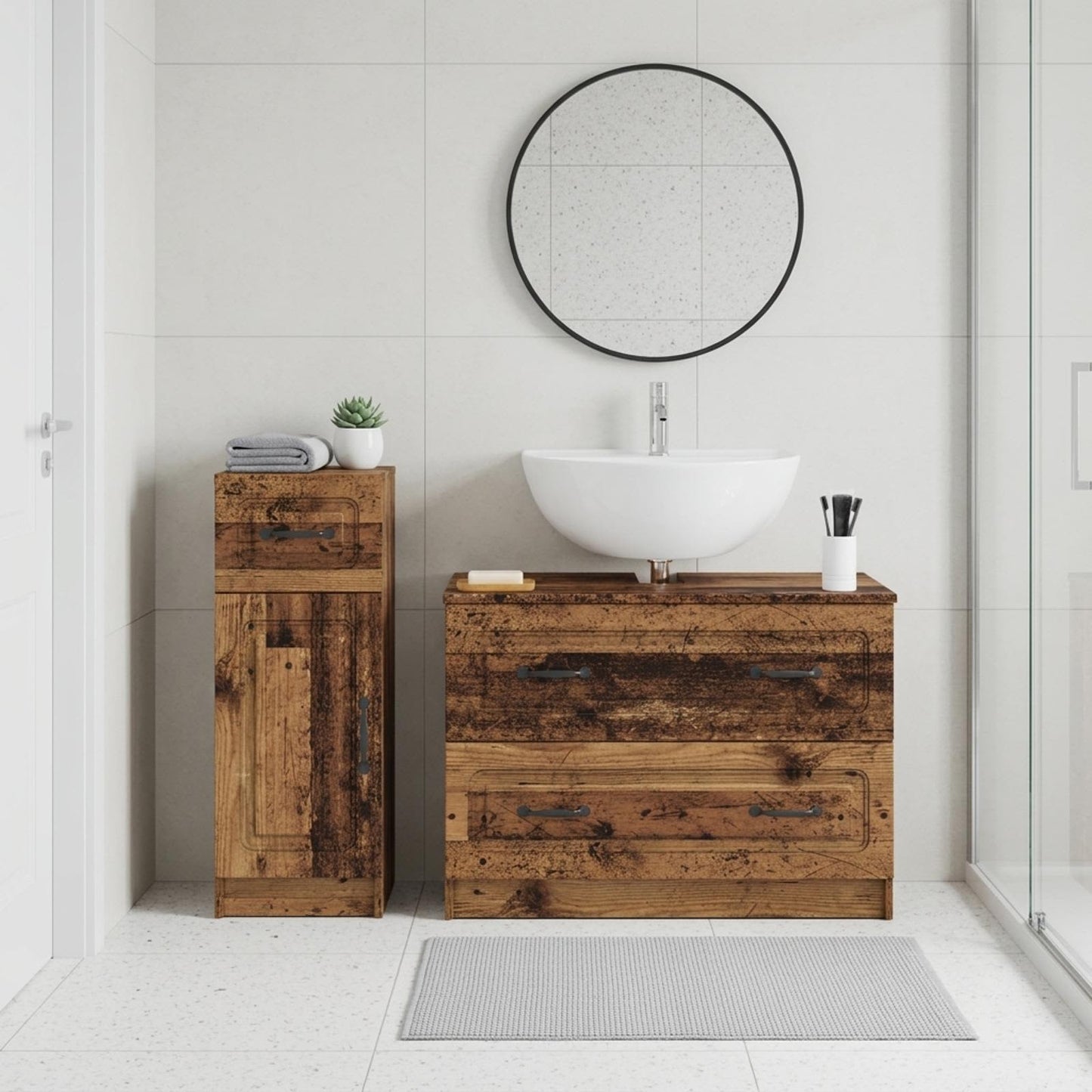 Set di Armadi da Bagno da 2 Pezzi UTRECHT Legno antico