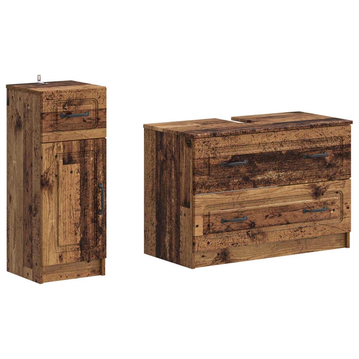 Set di Armadi da Bagno da 2 Pezzi UTRECHT Legno antico
