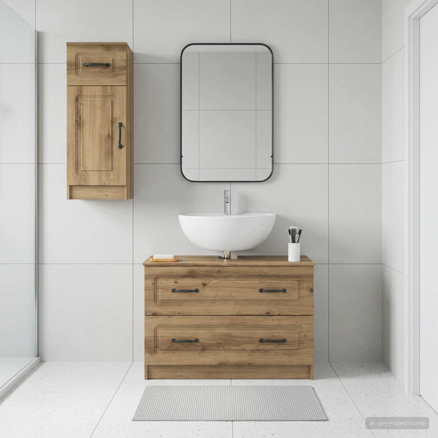 Set di Armadi da Bagno da 2 Pezzi UTRECHT Rovere Artigianale