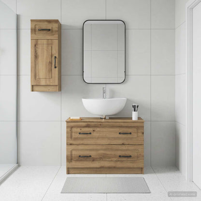 Set di Armadi da Bagno da 2 Pezzi UTRECHT Rovere Artigianale